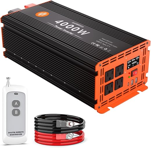4000W Power Inverter 12V to 120V with LCD
