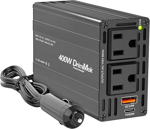 400W Car Power Inverter with USB Ports