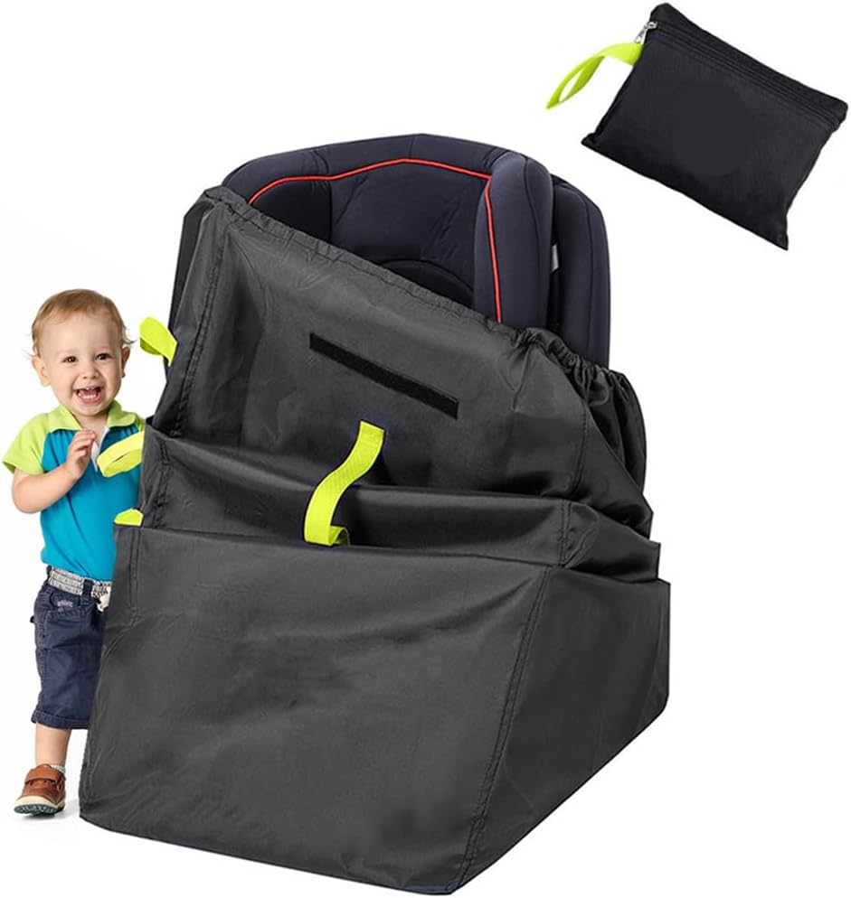 Goodern Child Safety Car Seat Travel Bag,Folding Easy Carry Car Seat Bag Cover,Adjustable for Airplane Gate Check,Waterproof Carseat Travel Organizer Bag,Universal Backpack for Booster Seat-Black