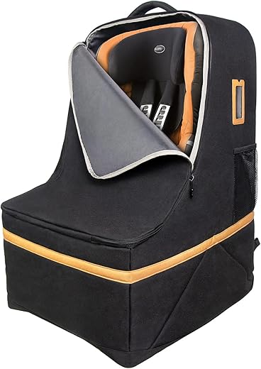 Hap Tim Car Seat Travel Bag, Padded Carseat Cover for Airplane, Portable Car Seat Carrier for Airport Essentials, Infant Car Seat Travel Backpack, Family Travel Accessories, Black(CSTB-2242)