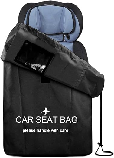 MOTIM Car Baby Seat Travel Bag, Water Resistant Rip Resistant Fabric Universal Fit Travel Bag with Adjustable Back Straps with Padding Collapsible with Self Organizer Case Pocket