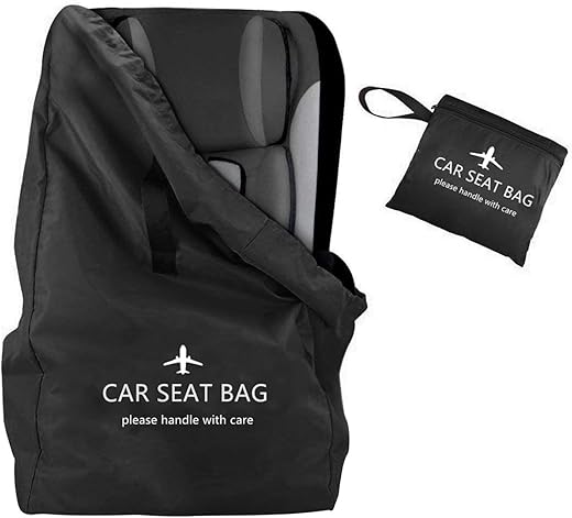 THE WHITE SHOP Car Seat Travel Bag Made with Water Resistant and Rip Resistant Fabric Universal Fit Travel Bag with Adjustable Back Straps with Padding Collapsible with Self Organizer Case Pocket